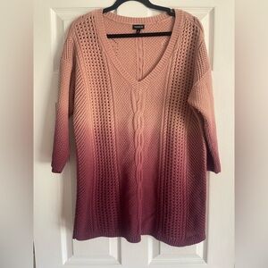 torrid Ombre Cable V-Neck Sweater Dress - Blush to Berry